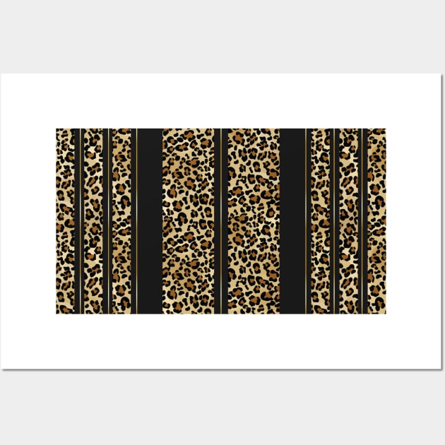 Wildly Wonderful Leopard Stripes Animal Print with Pretty Simple Gold Stripe Wall Art by GDCdesigns